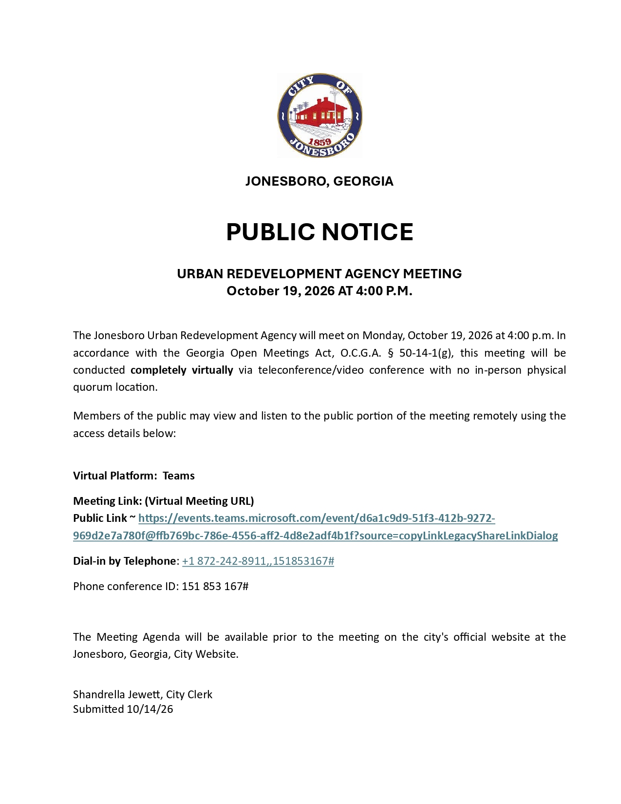 PUBLIC NOTICE 